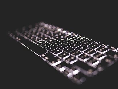 Backlit keyboard in the dark for testing