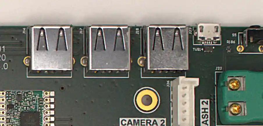 Additional high-speed USB and peripheral interfaces on the custom Jetson TX2 carrier board