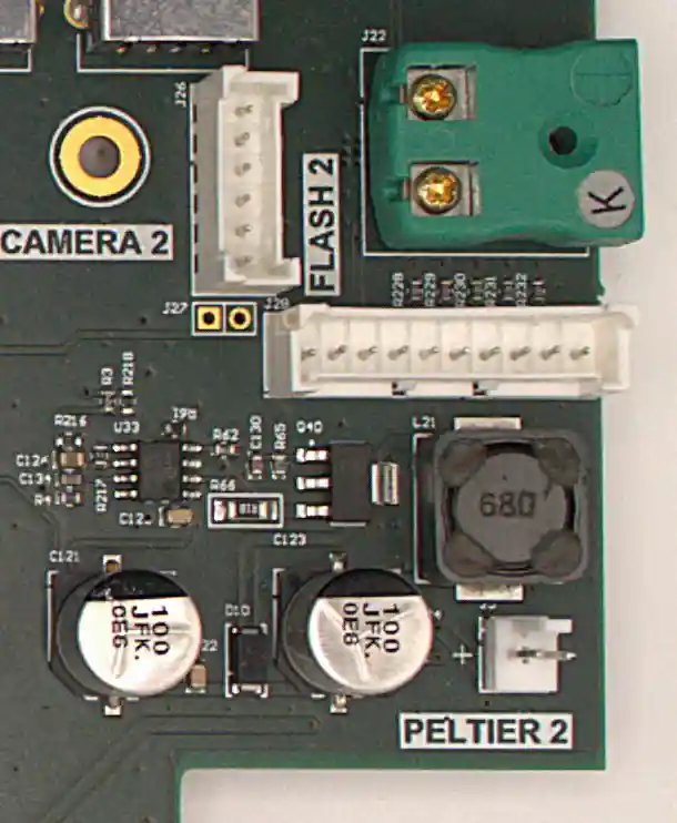 Peltier temperature-control circuitry and camera interface on the Jetson carrier board