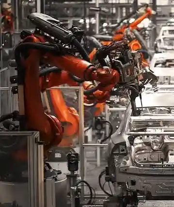 Industrial robotic assembly line representing the vision and measurement application